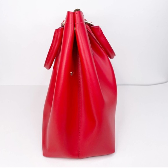 Gianni Notaro Made In Italy Leather Red Adjustable Long Strap Shoulder Bag Large - Picture 5 of 8